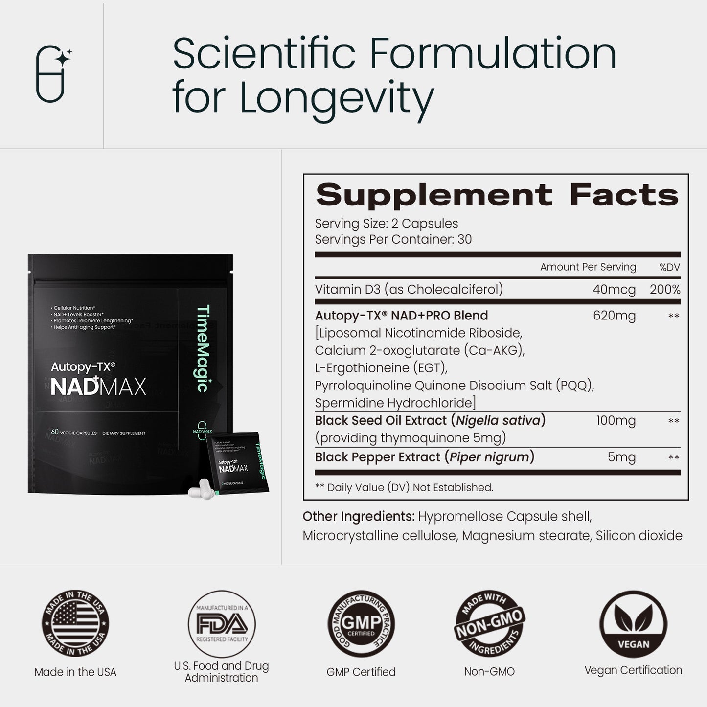 NAD+MAX 8-in-1 Cellular & Skin Health Supplement